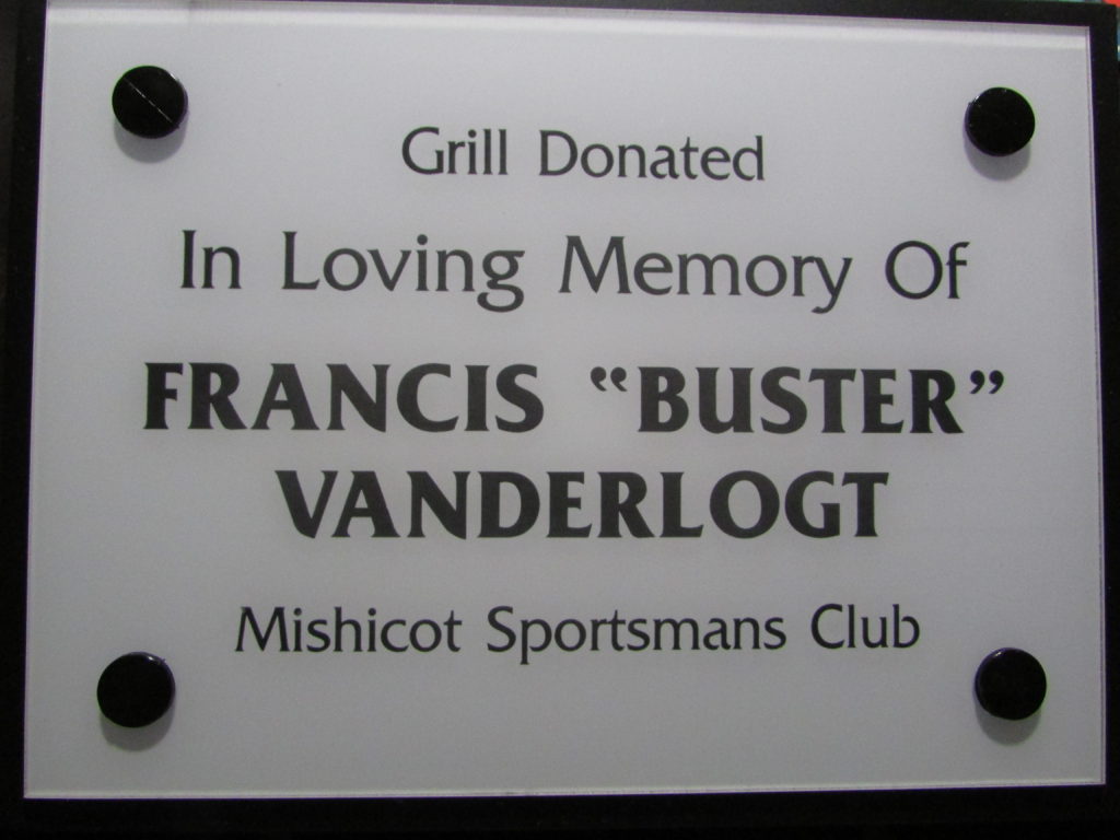 Grill At Mishicot Dam Placed In Memory Of Franics “Buster” Vander Logt By Mishicot Sportsman Club